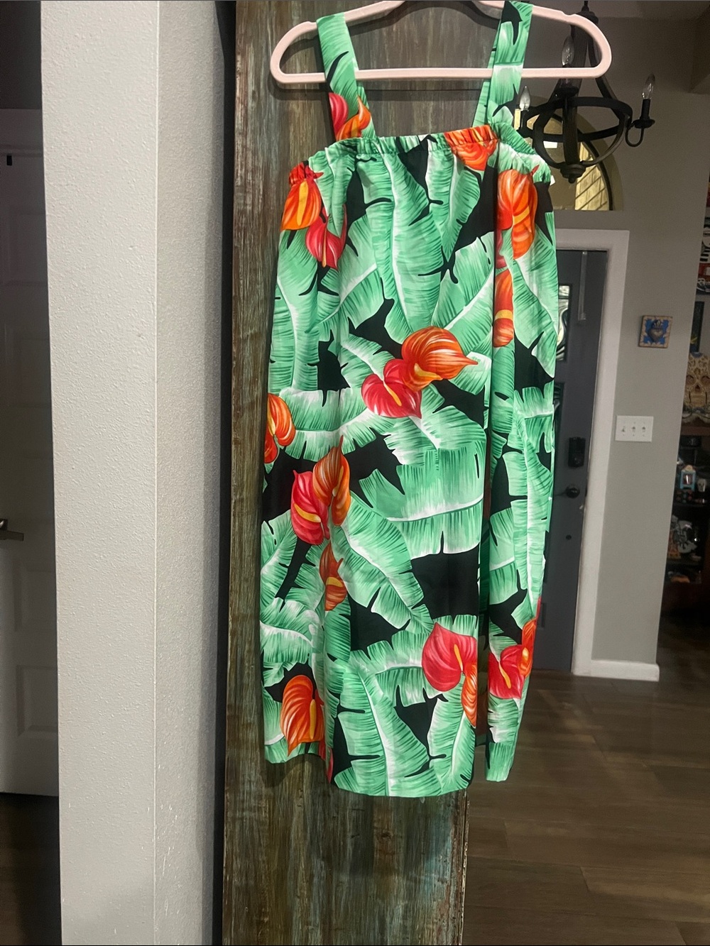 Tropical Green & Black Sundress with Floral Print. By Hilo Hattie